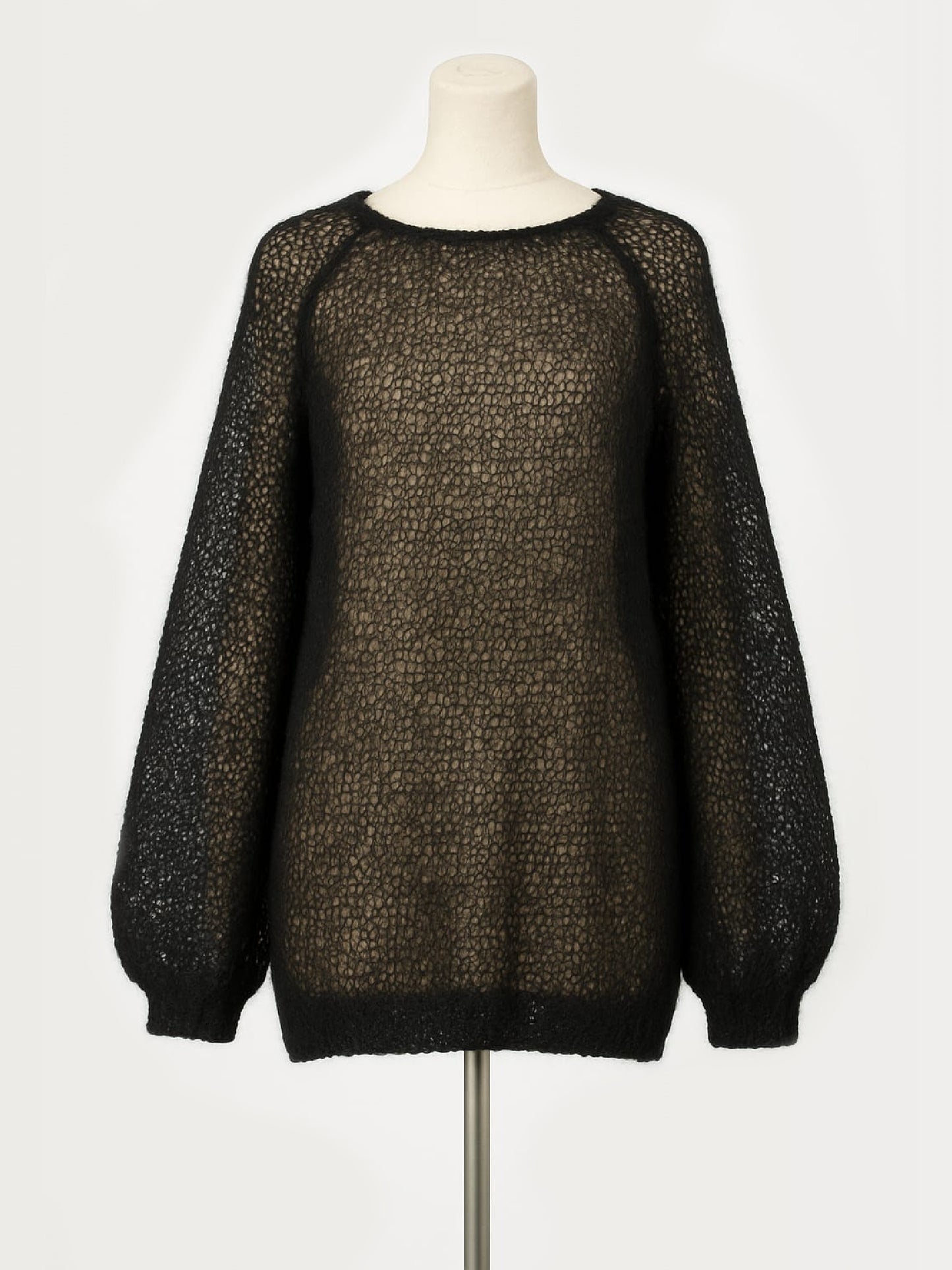 Pulover matase cu mohair, lucrat manual, negru TI25001