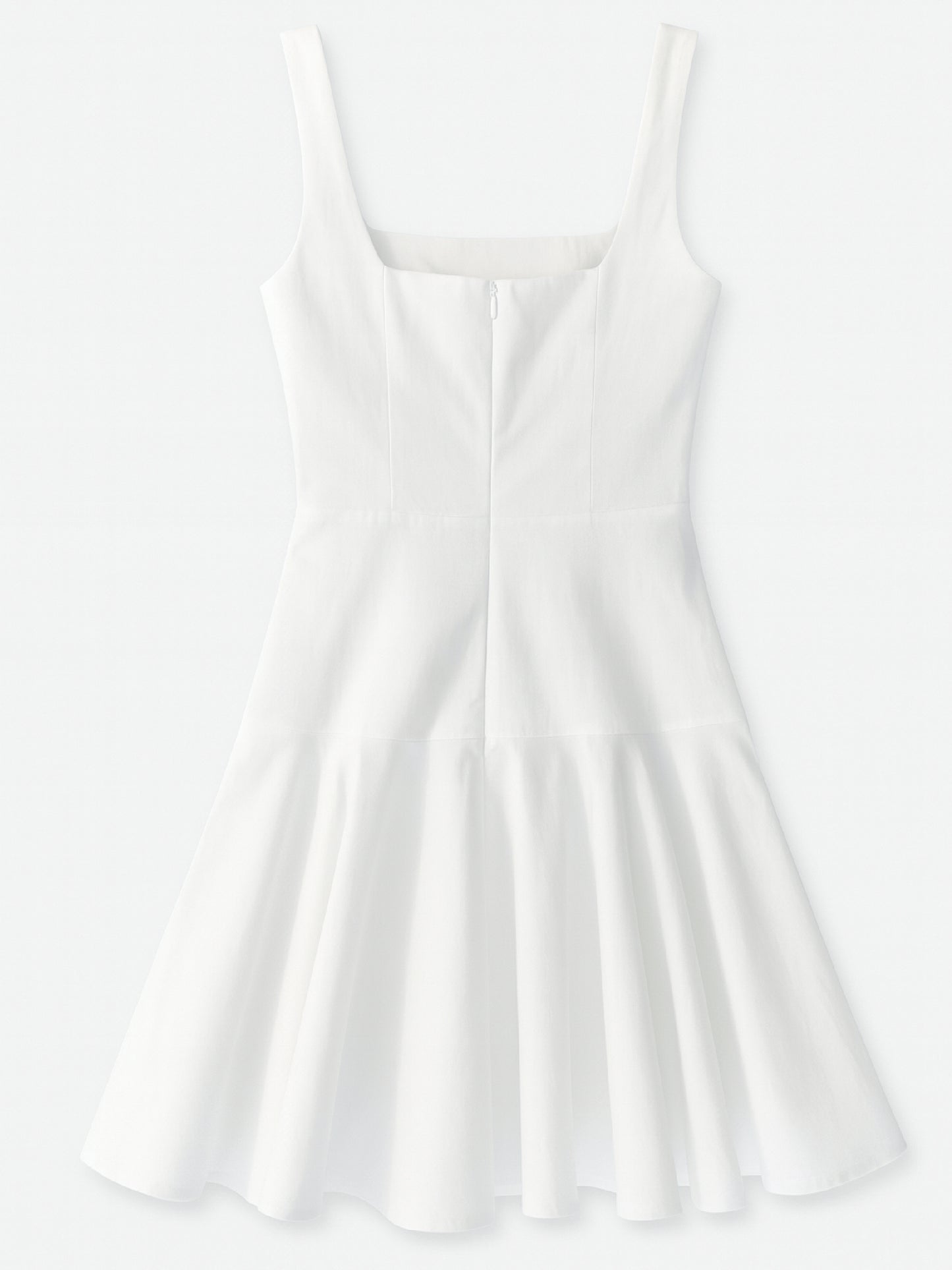 Rochie denim Harera mini cu decolteu patrat si talie cambrata, alba