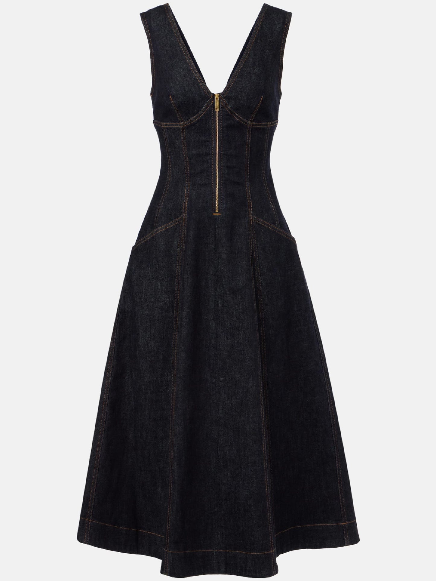 Rochie denim Harera, cu cusaturi in contrast, bleomarin H25R003