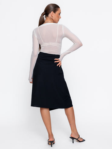 Top tull Harera transparent cu deget, ivory H25T001