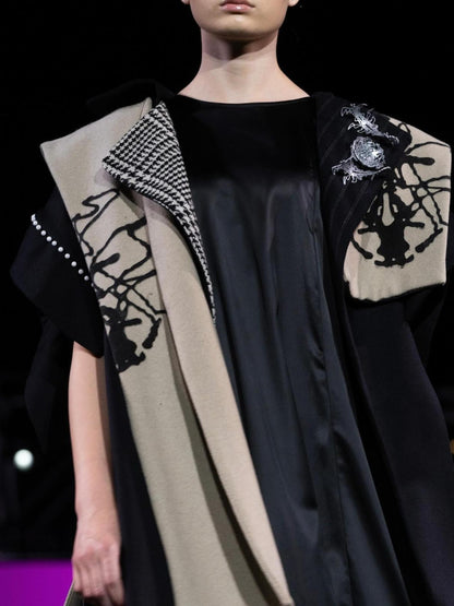 Set 3 piese Daiana Stancioiu - Rochie tafta și 2 cape atizanale din lână DS002BF24