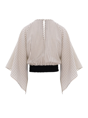 Bluza Kimono Larisa Dragna în Dungi cu Cordon Striped Kimono Blouse