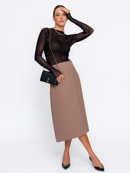 Top tull Harera transparent cu deget, negru H25T001