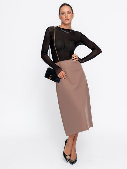 Top tull Harera transparent cu deget, negru H25T001