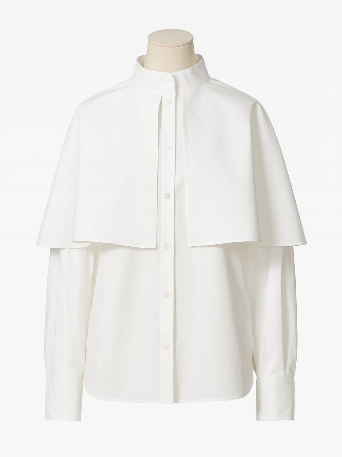 Cămașă alba Harera din poplin albă cu mânecă lungă și capă tip volan H25C005