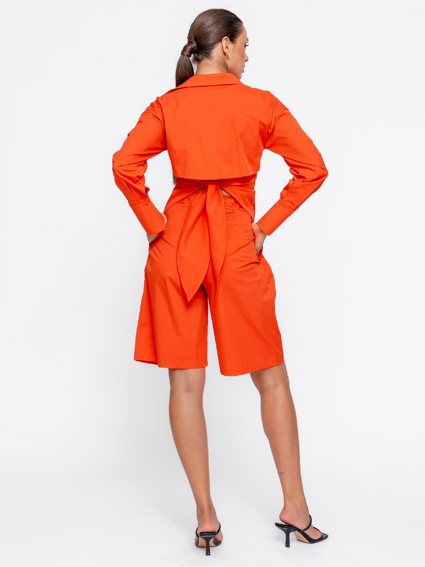 Pantaloni scurti Harera din poplin rosu corai H25P001