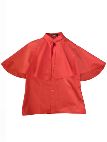 Cămașă din poplin roșu corai cu pelerină Harera H25C002