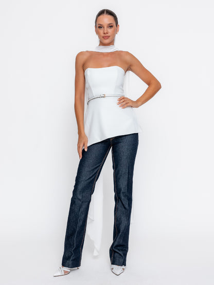 Set 2 piese Harera: corset și eșarfă ivory H25ST003