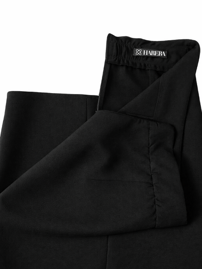 Fustă neagră creion midi cu crăpătură frontală Harera H26F002