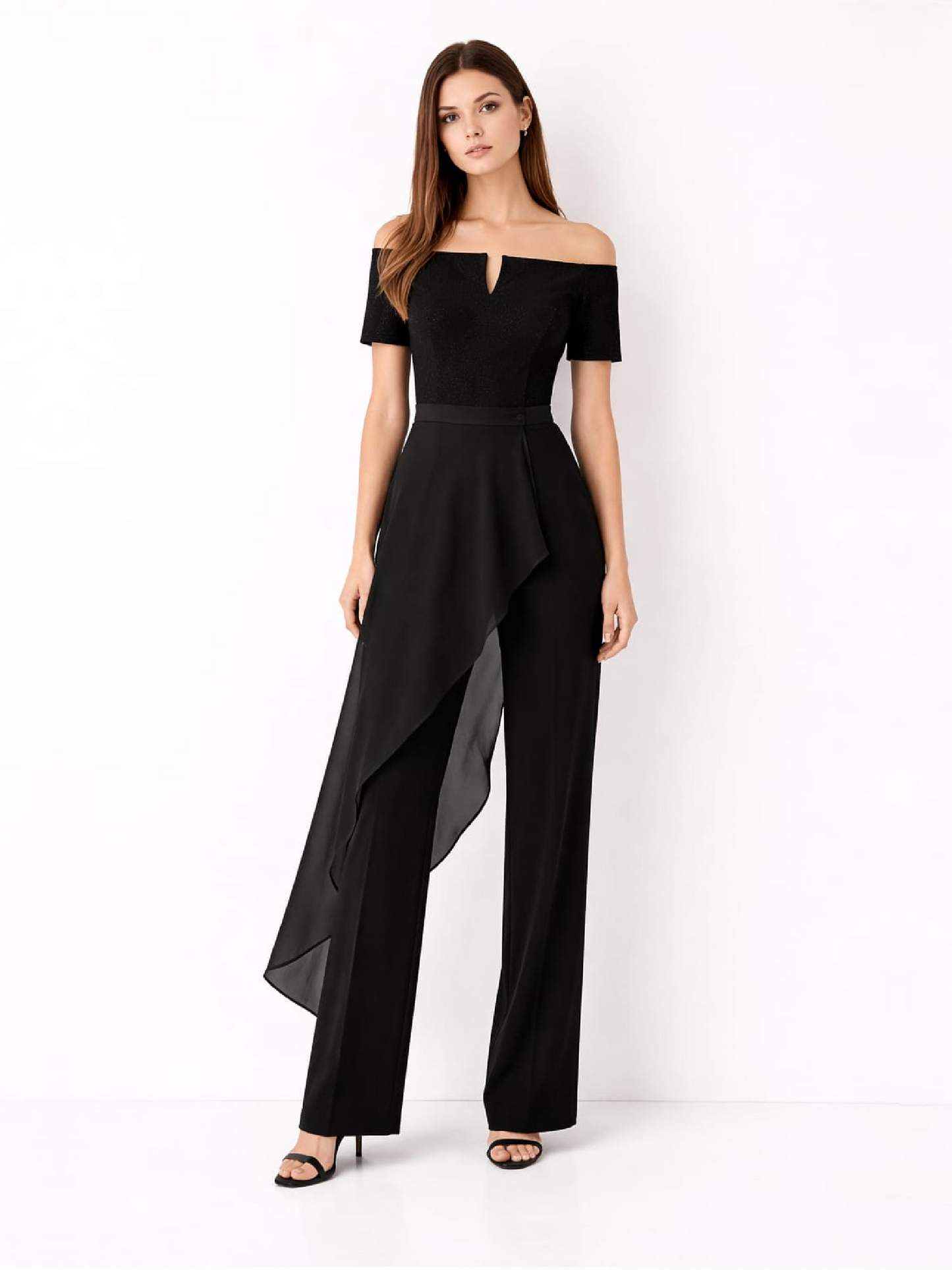 Fustă accesoriu asimetrică lungă neagra Harera H26F001