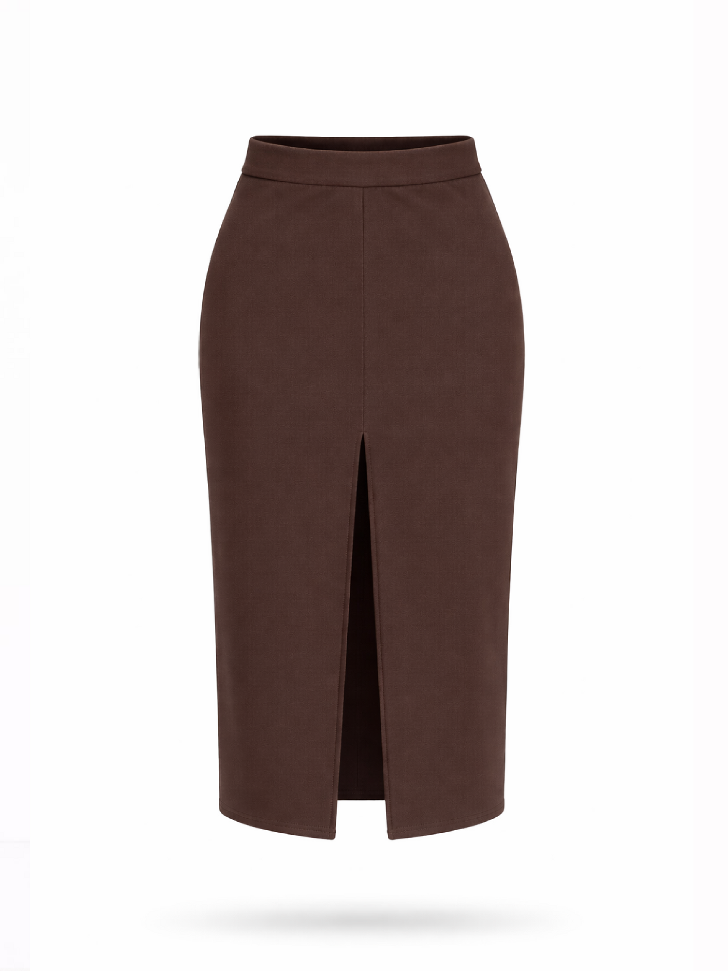 Fustă maro creion midi cu crăpătură frontală Harera H26F002