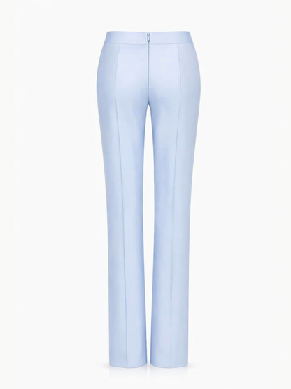 Pantaloni eleganți baby blue cu talie înaltă și croi drept H26P001 Harera