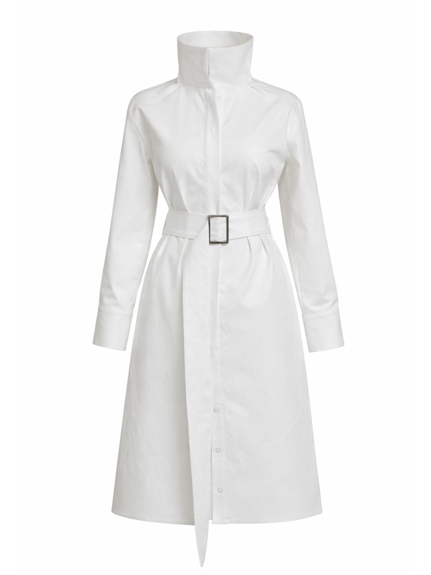 Rochie midi denim alb cu guler horn H26R004 Harera