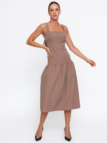 Rochie Harera cu talie joasa mocha H25R0001