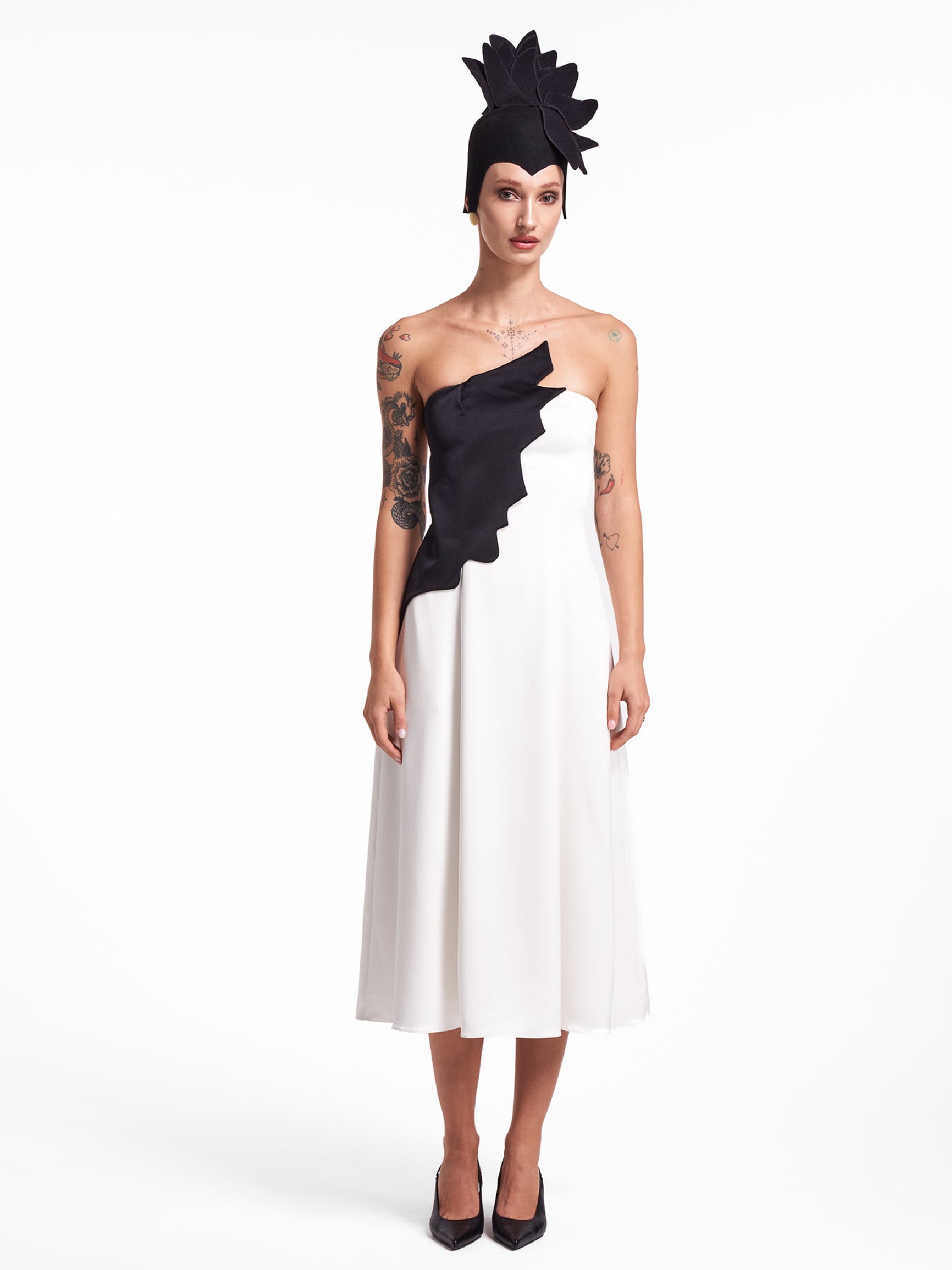 Rochie midi albă Noir Blossom Lavine HL26001