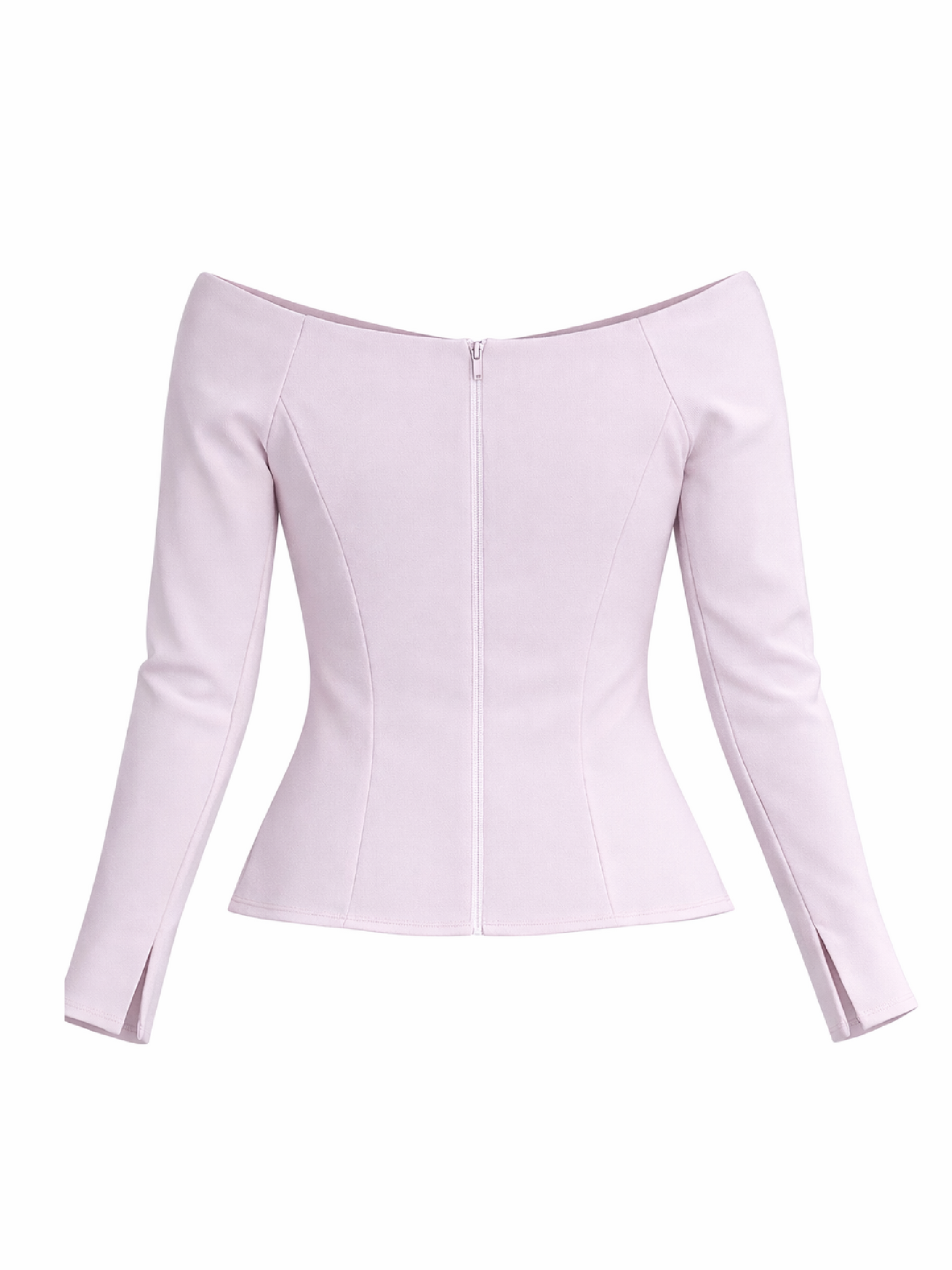 Top Harera cu umeri goi cu decupaj in V, roz pudrat H25B002