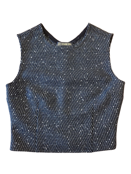 Top negru simplu din stofă bucle cu micropaiete Harera H25T004