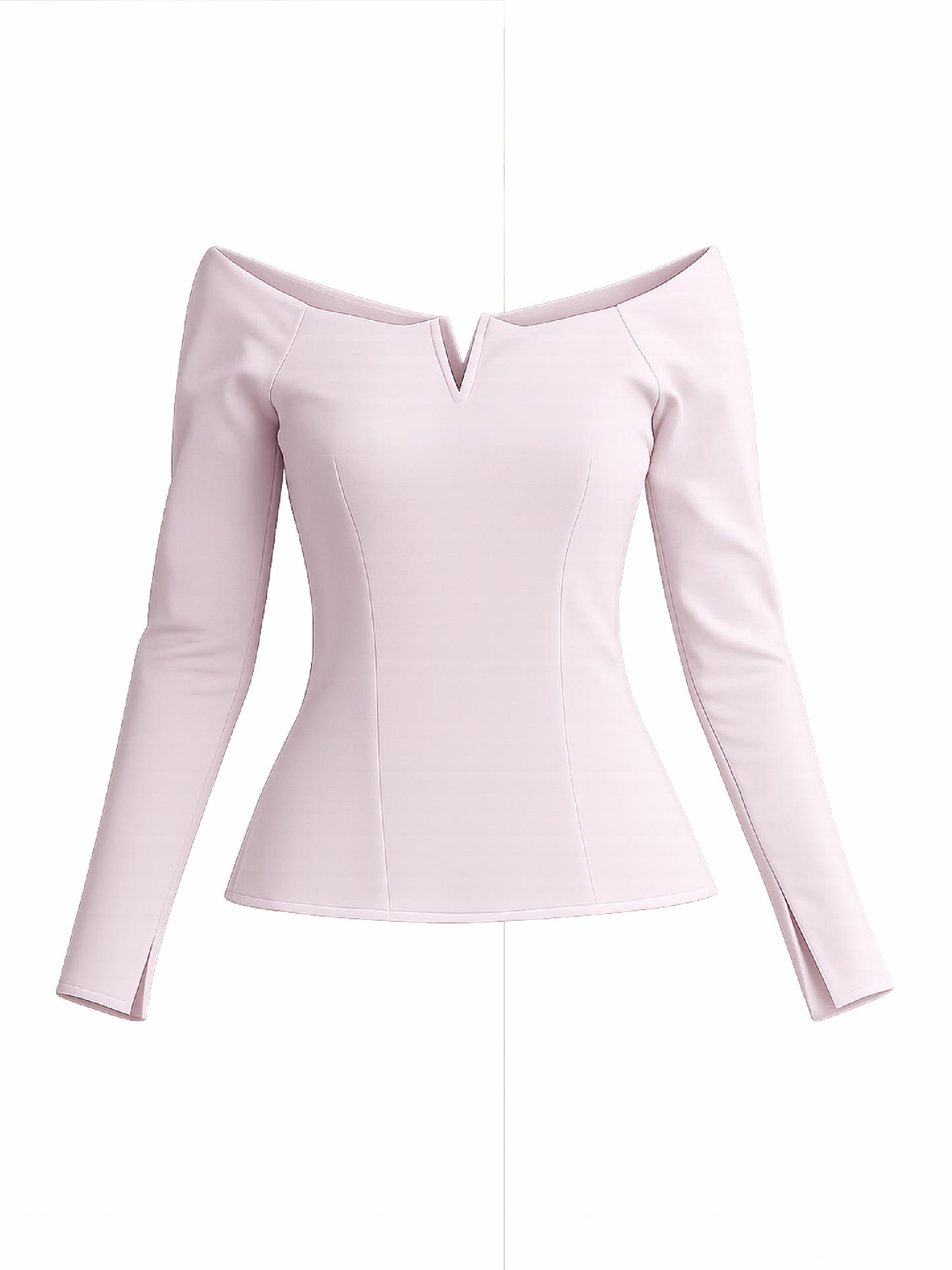 Top Harera cu umeri goi cu decupaj in V, roz pudrat H25B002