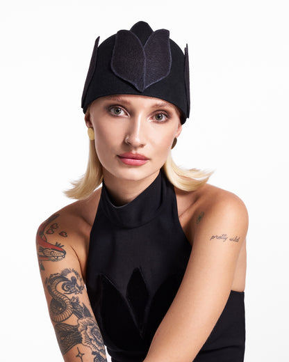 Accesoriul pentru cap negru tip pălărie Tulip Crown Lavine HL26009