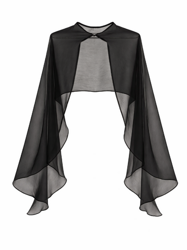 Capă din voal de mătase naturală, neagră, cu două fețe Harera H26A002