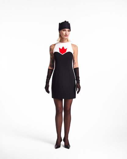 Rochie scurta neagra in contrast Bloody Tulip Lavine HL26014