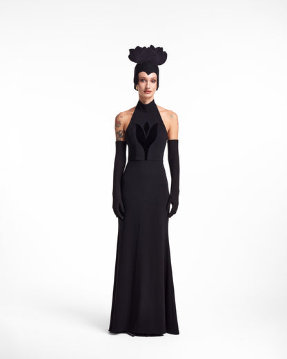 Rochie neagra lunga pe gat The Last Bloom Lavine HL26013