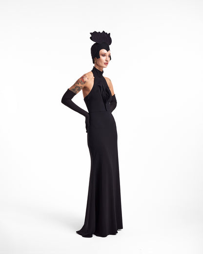 Rochie neagra lunga pe gat The Last Bloom Lavine HL26013