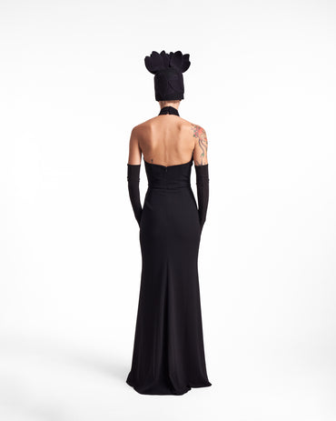 Rochie neagra lunga pe gat The Last Bloom Lavine HL26013