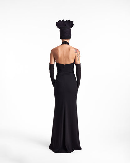 Rochie neagra lunga pe gat The Last Bloom Lavine HL26013