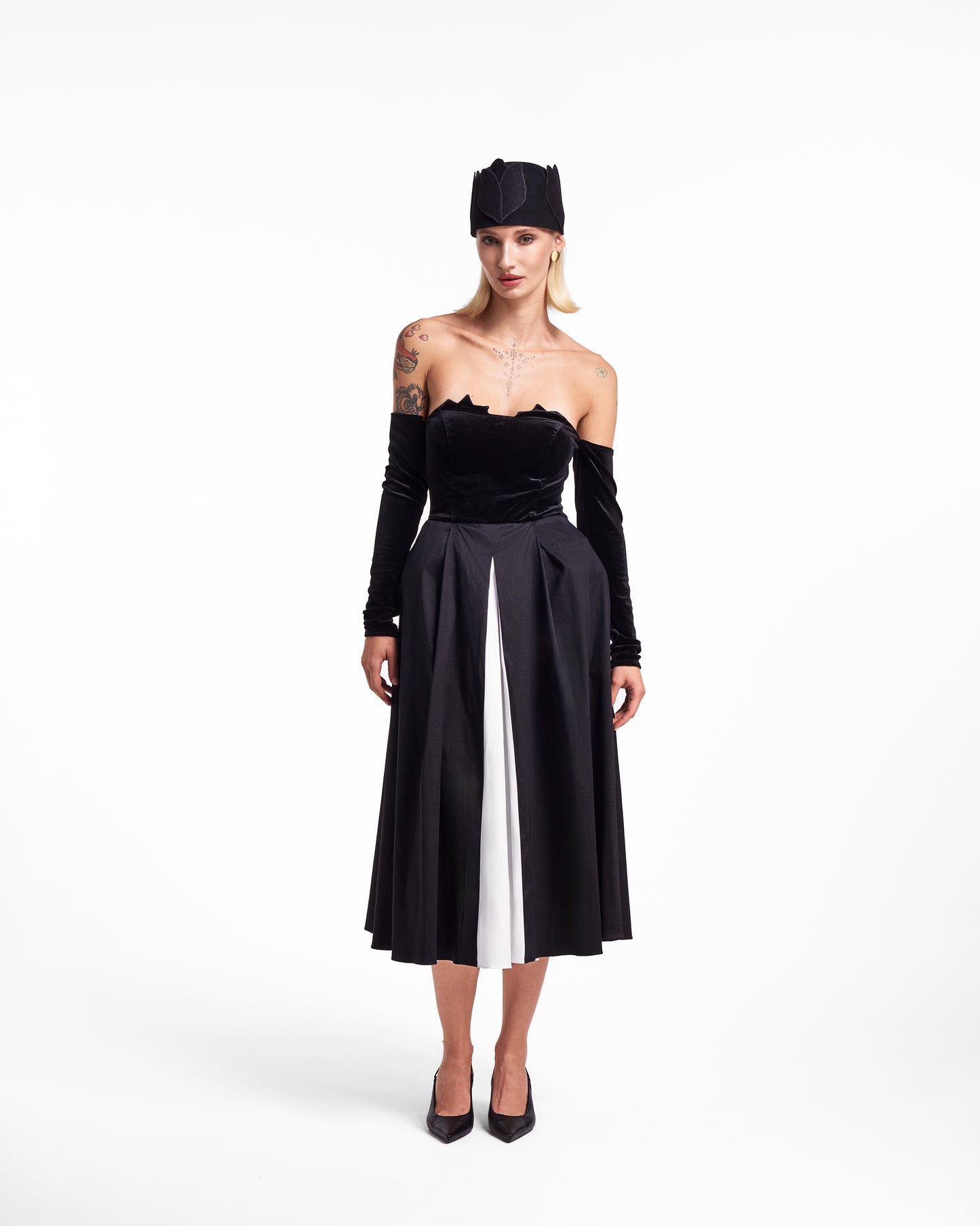 Rochie neagra in contrast Tulip Eclipse Lavine HL26007