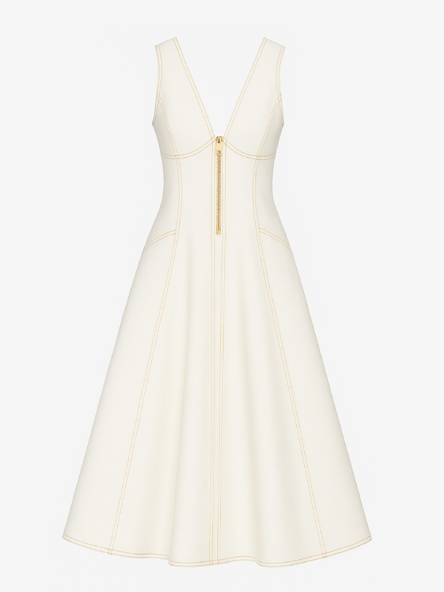 Rochie denim Harera, cu cusaturi in contrast, alba H25R003