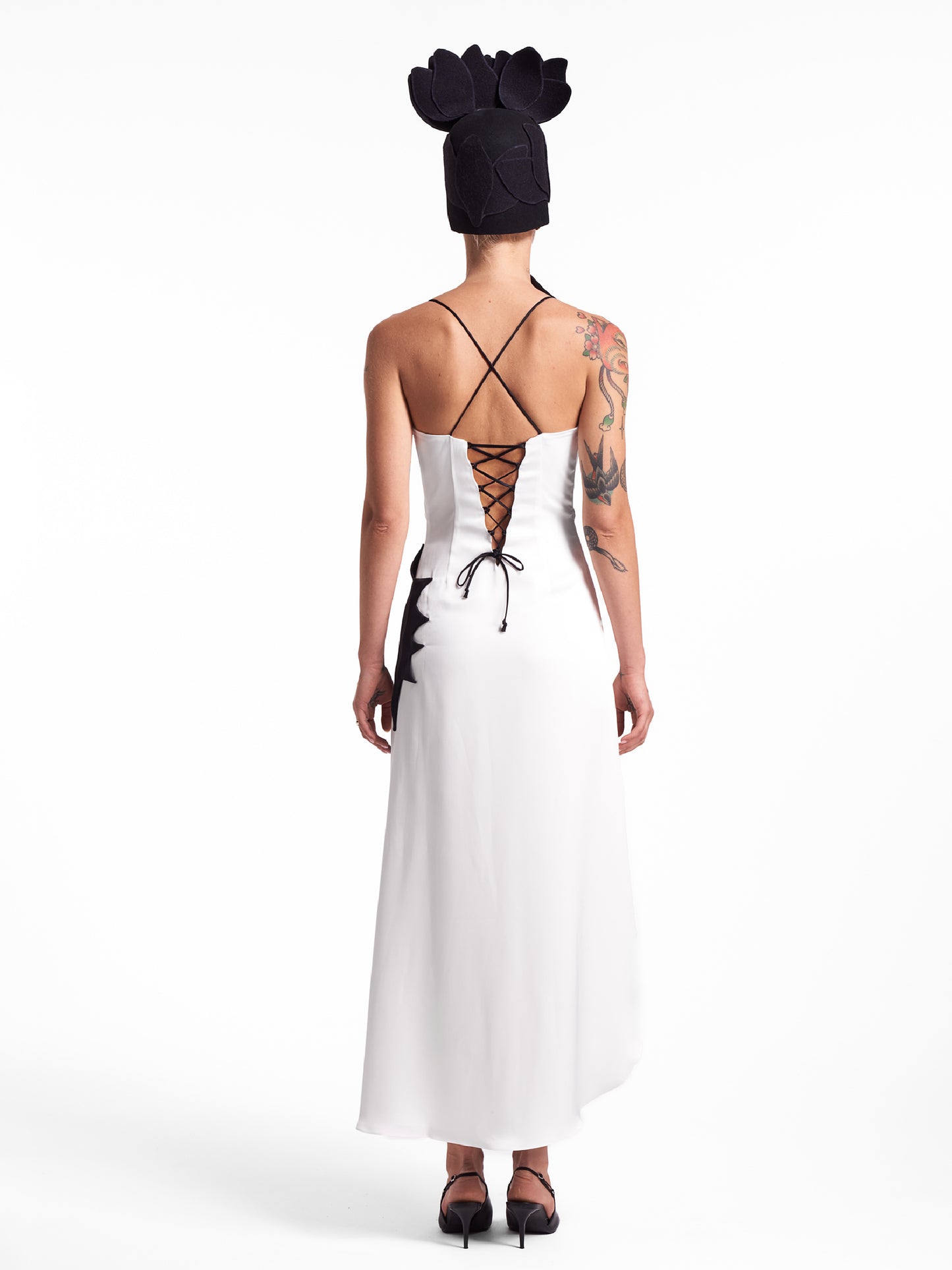 Rochie albă midi asimetrică Petal Eclipse Lavine HL26003