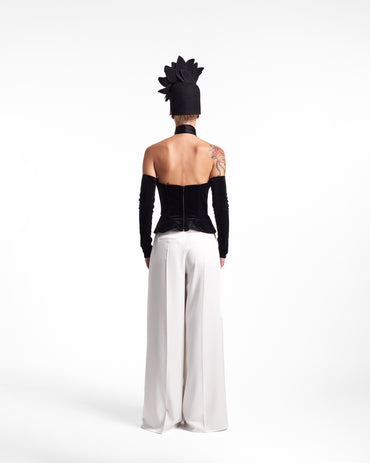 Top tip corset negru din catifea Tulip Armour Lavine HL26005