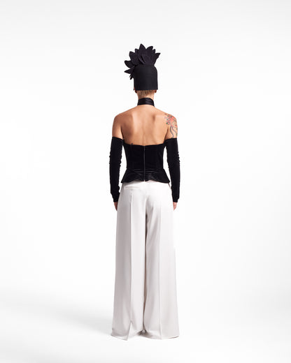 Top tip corset negru din catifea Tulip Armour Lavine HL26005